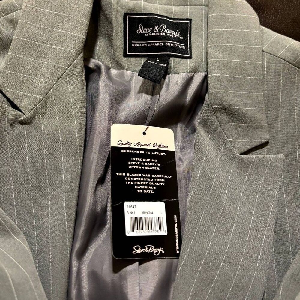 Steve & Barry's Uptown Gray Pinstripe Blazer One Button Womens Business NWT - Picture 8 of 8